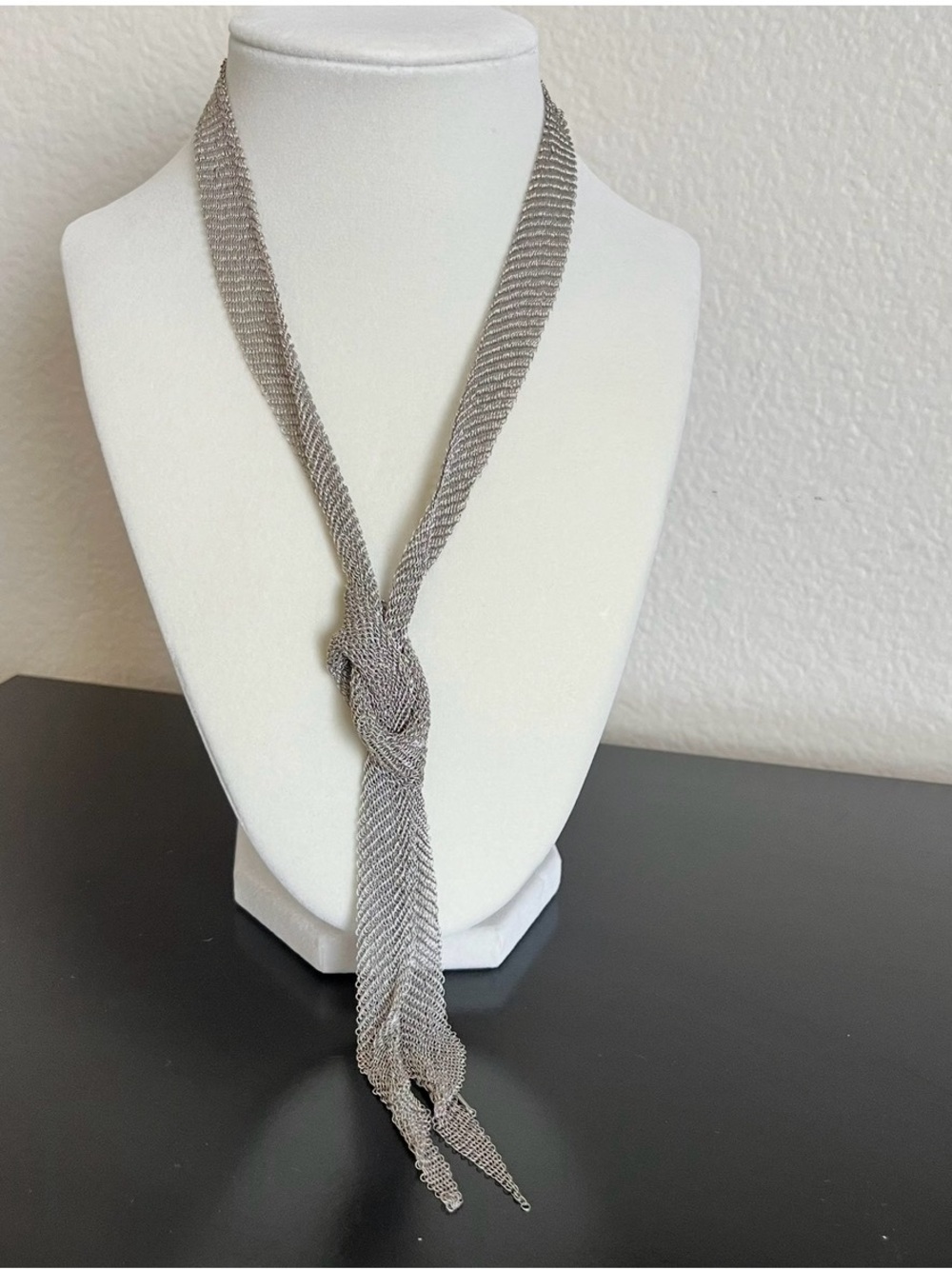 Tiffany & Co Elsa Peretti Mesh Scarf Necklace Sterling Silver Vintage 38” Rare